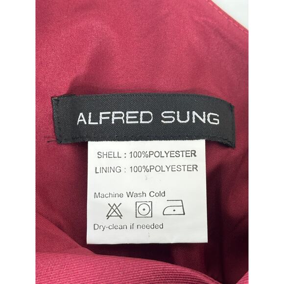 Alfred Sung NWT Burgundy Satin Halter Trumpet Gown Bridesmaid Wedding Prom 4 - Picture 5 of 9